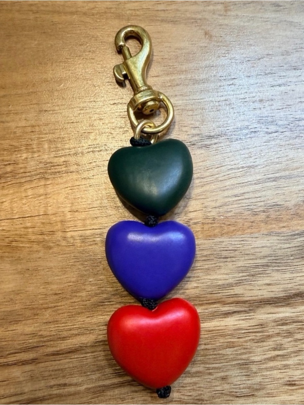 Clare V Heart fob evergreen multi NWT